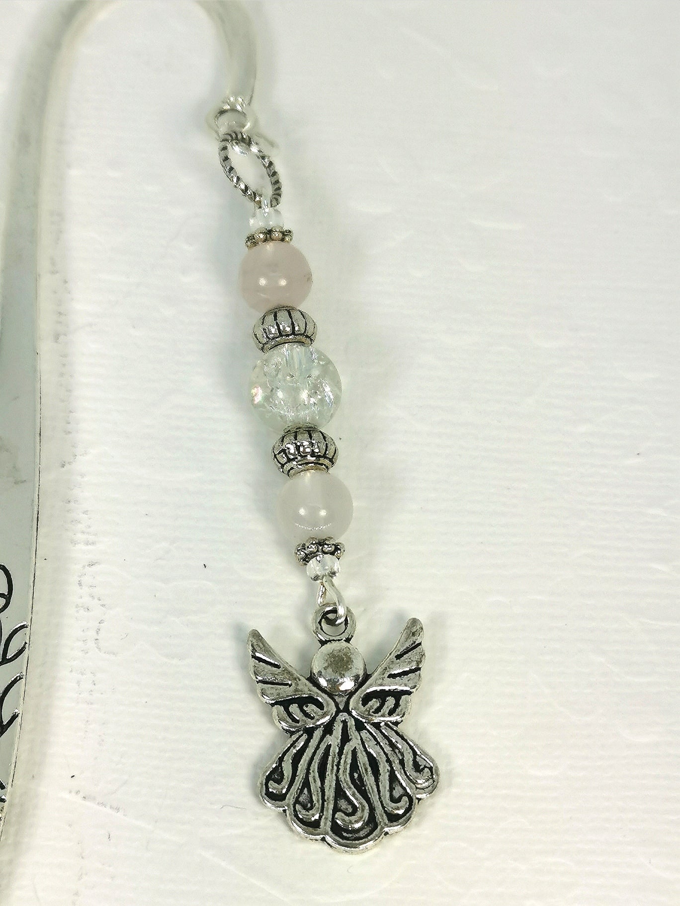 Beaded Gemstone Angel Bookmark  |  Rose Quartz Beaded Gemstone Angel Bookmark | angel Guidance