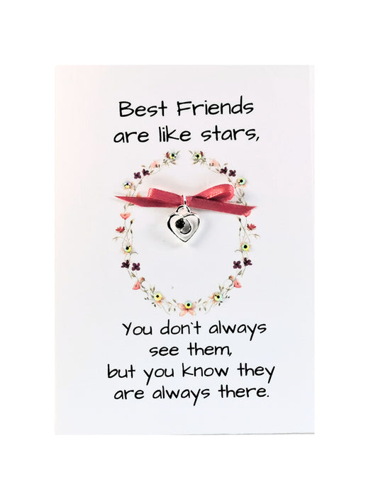 Best Friends Card |   Friendship Distance Card with Charm