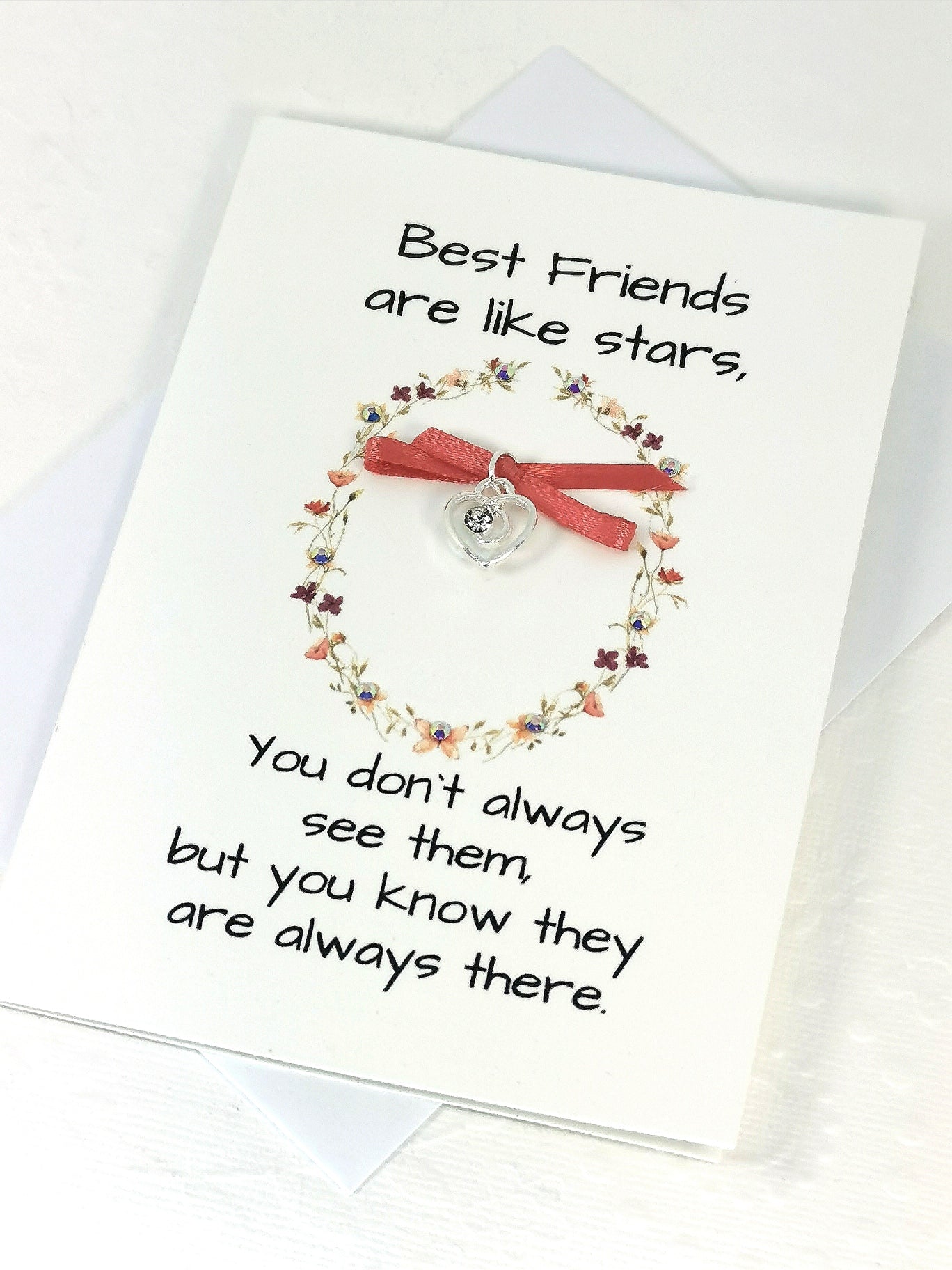 Best Friends Card |   Friendship Distance Card with Charm