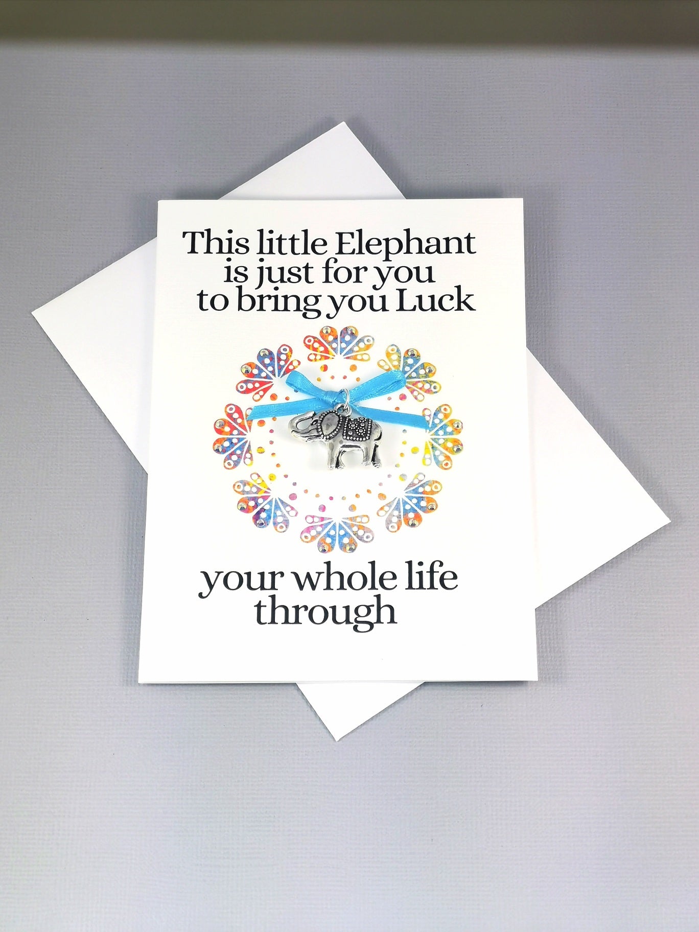 Good Luck Elephant Card |   Lucky Charm 3D embellished card