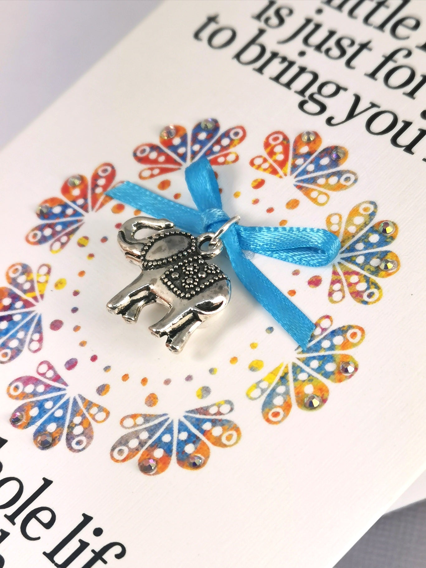 Good Luck Elephant Card |   Lucky Charm 3D embellished card