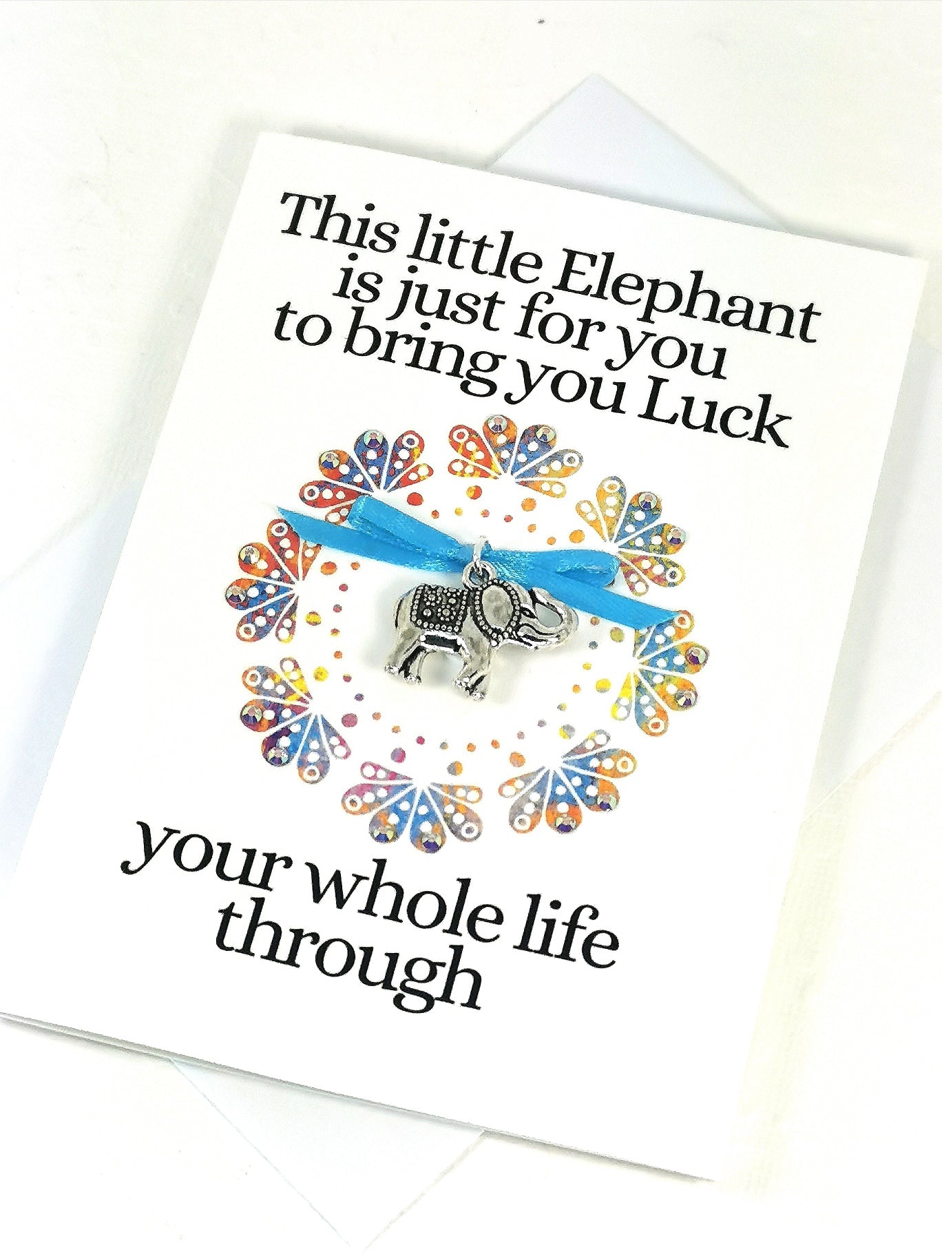 Good Luck Elephant Card |   Lucky Charm 3D embellished card