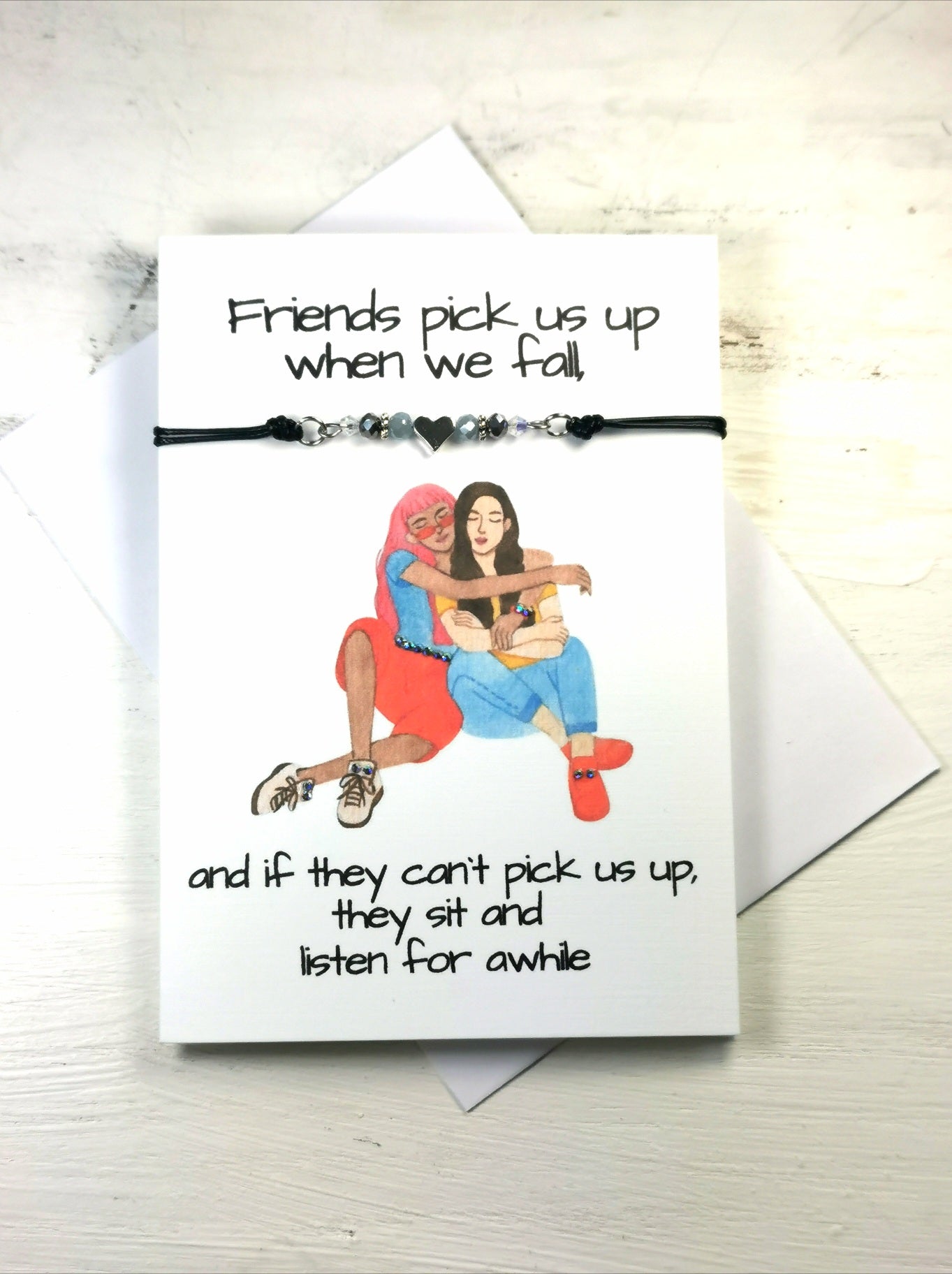 Great Friends in Good Times and Bad bracelet Card | Friendship Bracelet gift Card | Best Friend Note card and Friendship heart bracelet