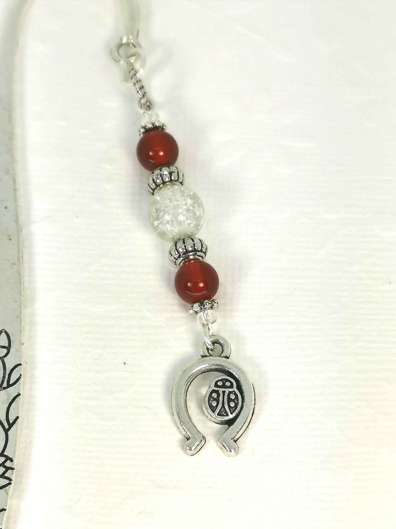 Ladybug Gemstone Bookmark | Good luck Bookmark | Beaded Carnelian Metal Bookmark