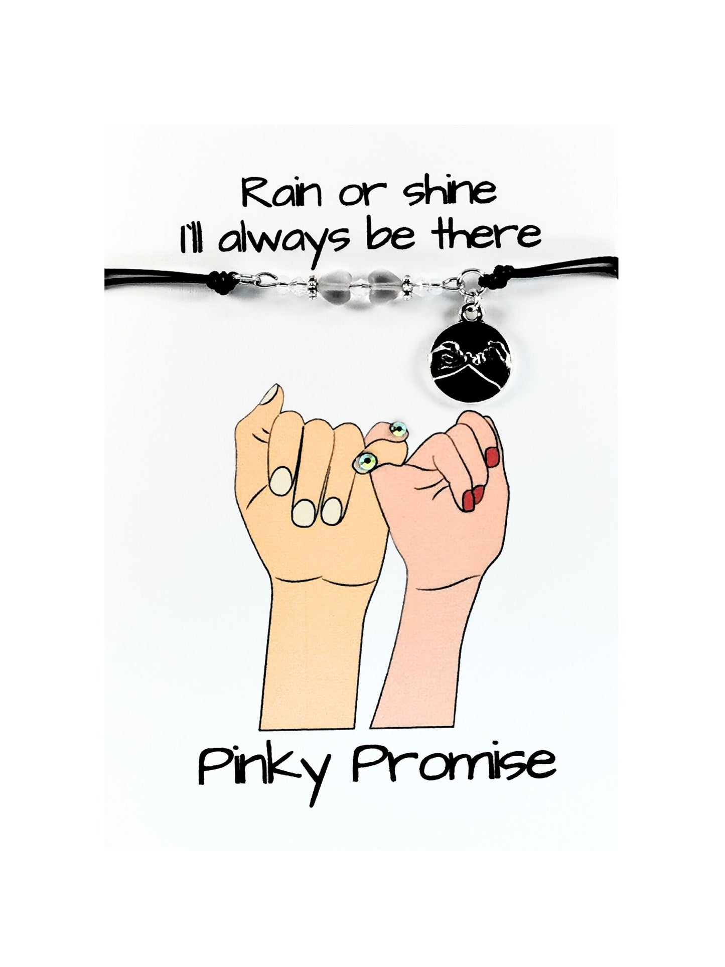 Friendship Bracelet gift Card | Best Friend  Pinky Promise Note Bracelet card | With you in good times and Bad rain or shine Friendship heart bracelet