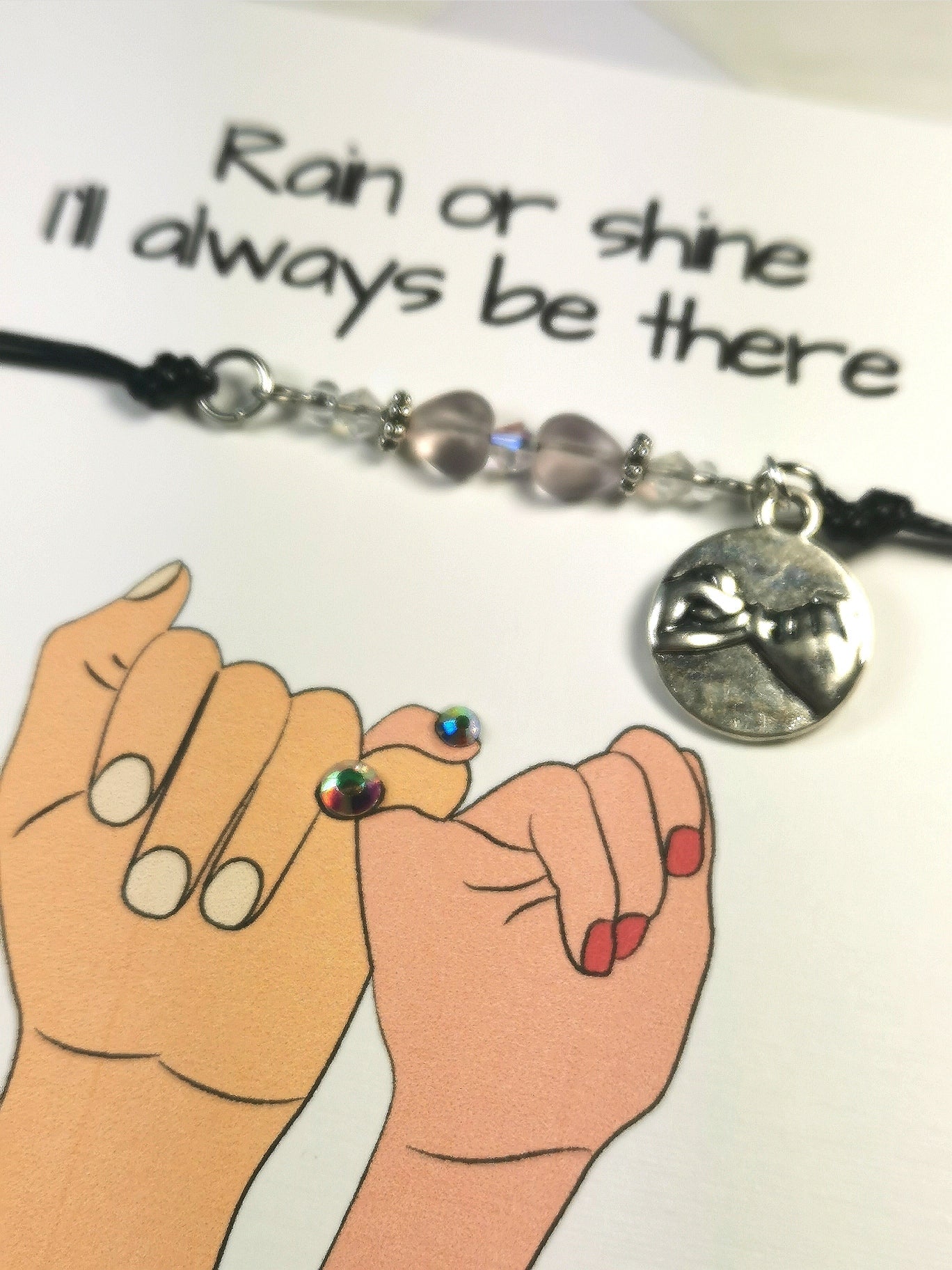 Friendship Bracelet gift Card | Best Friend  Pinky Promise Note Bracelet card | With you in good times and Bad rain or shine Friendship heart bracelet