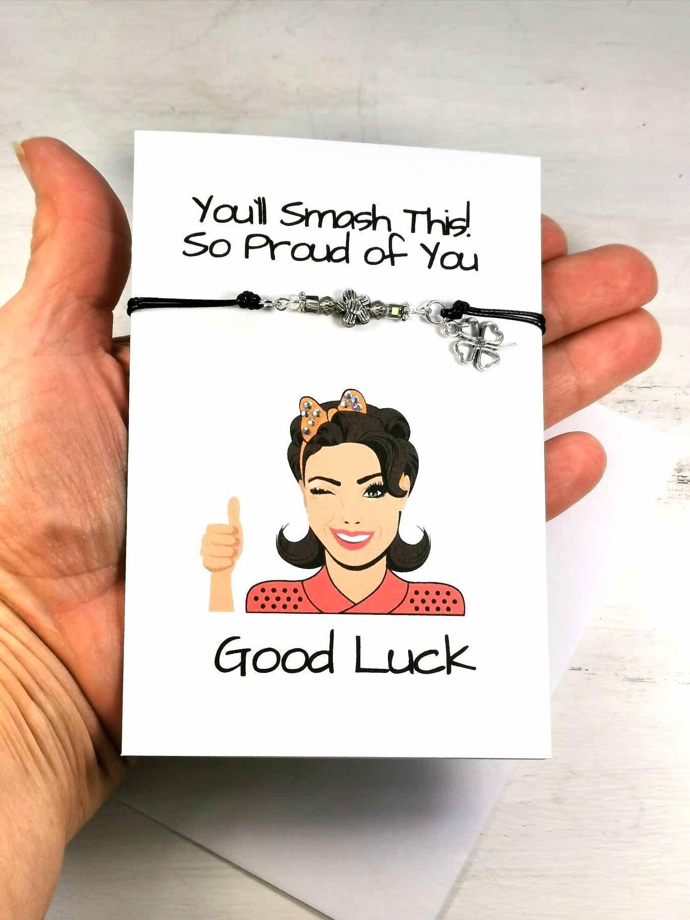 Good Luck Bracelet Gift Card | You`ll Smash this So Proud of you Good Luck | New Job gift Card