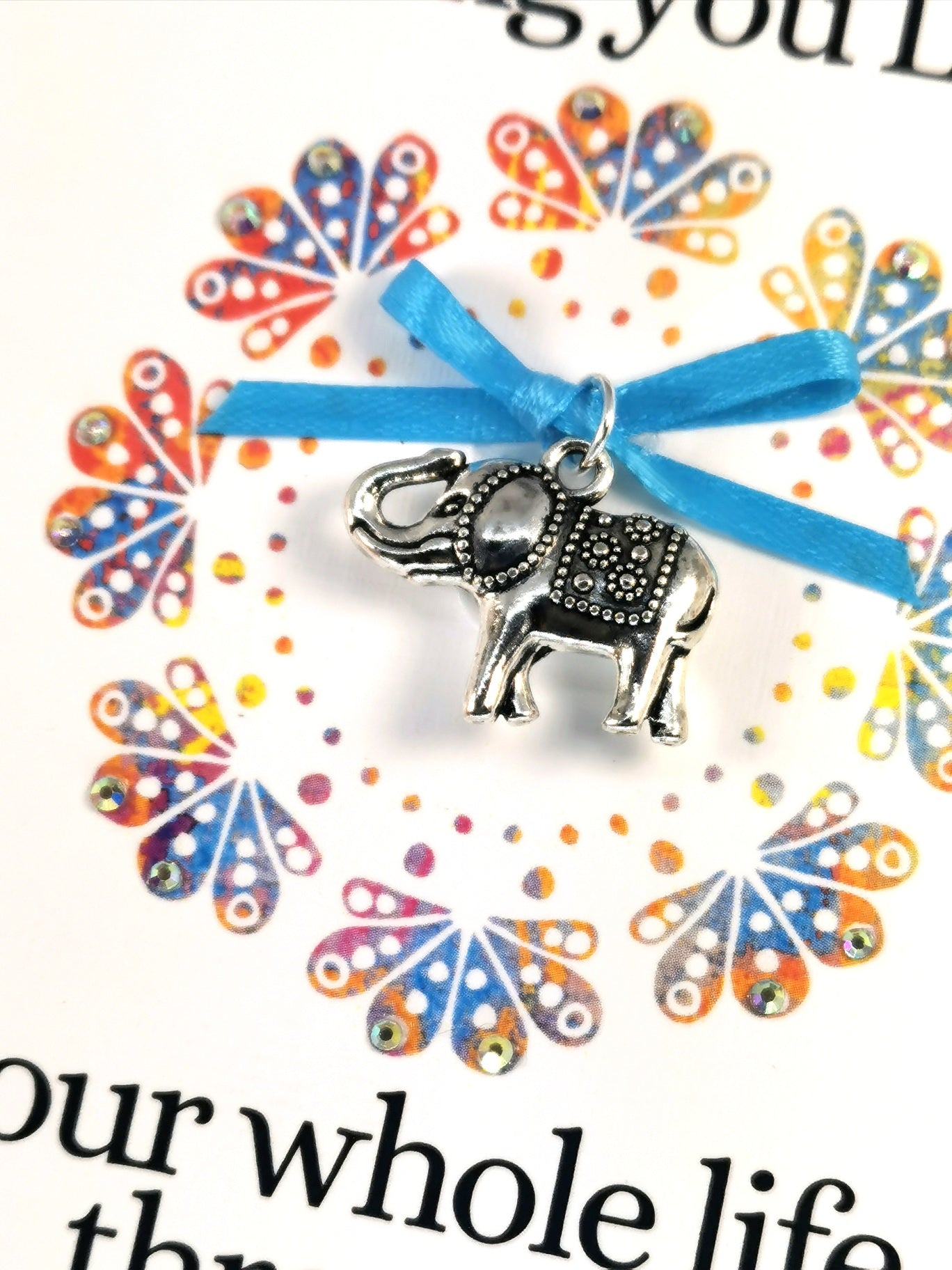 Good Luck Elephant Card |   Lucky Charm 3D embellished card