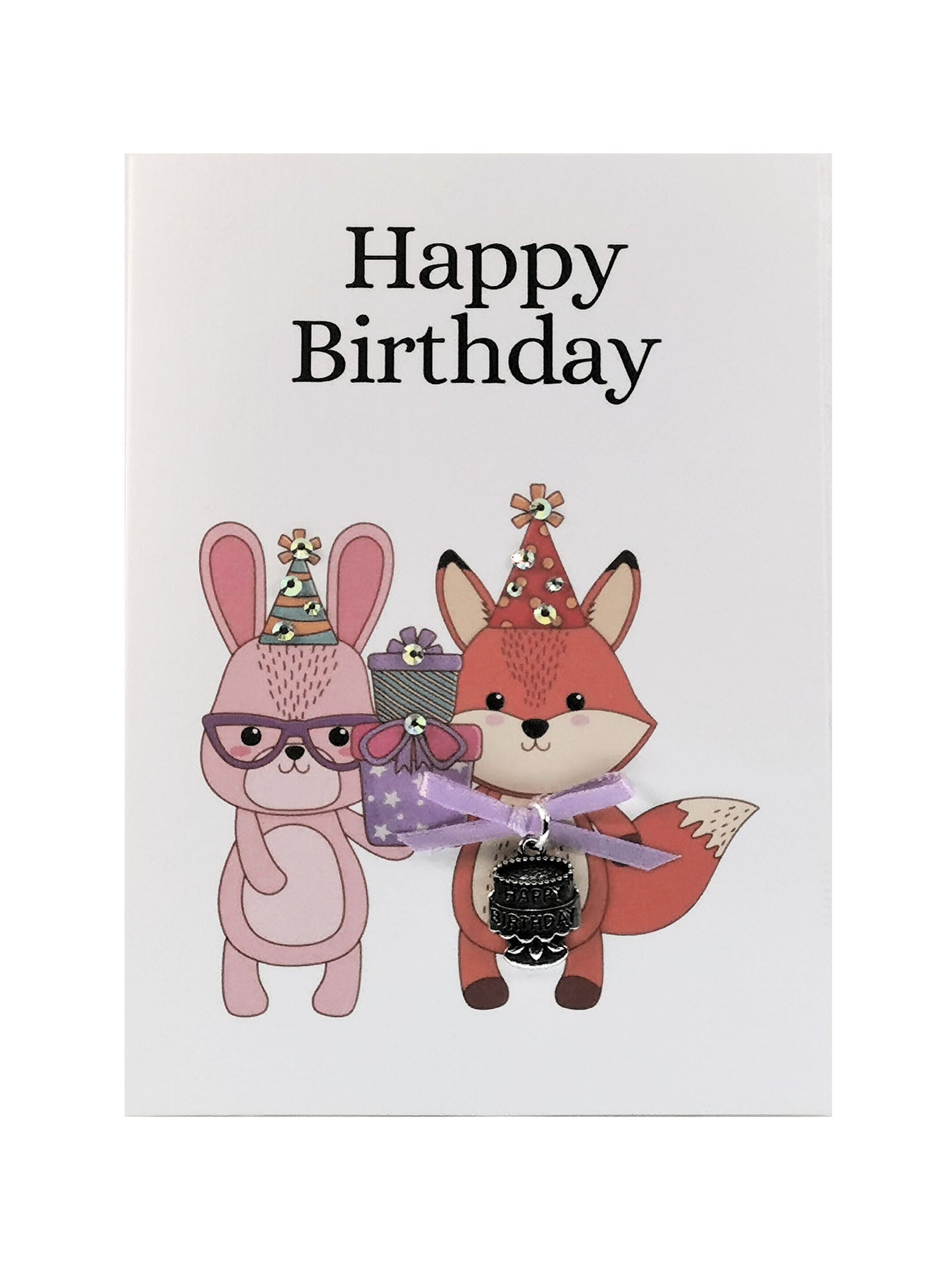 Happy Birthday Charm Card  | Childs Happy Birthday Bunny Card  | Happy Birthday Animal Card