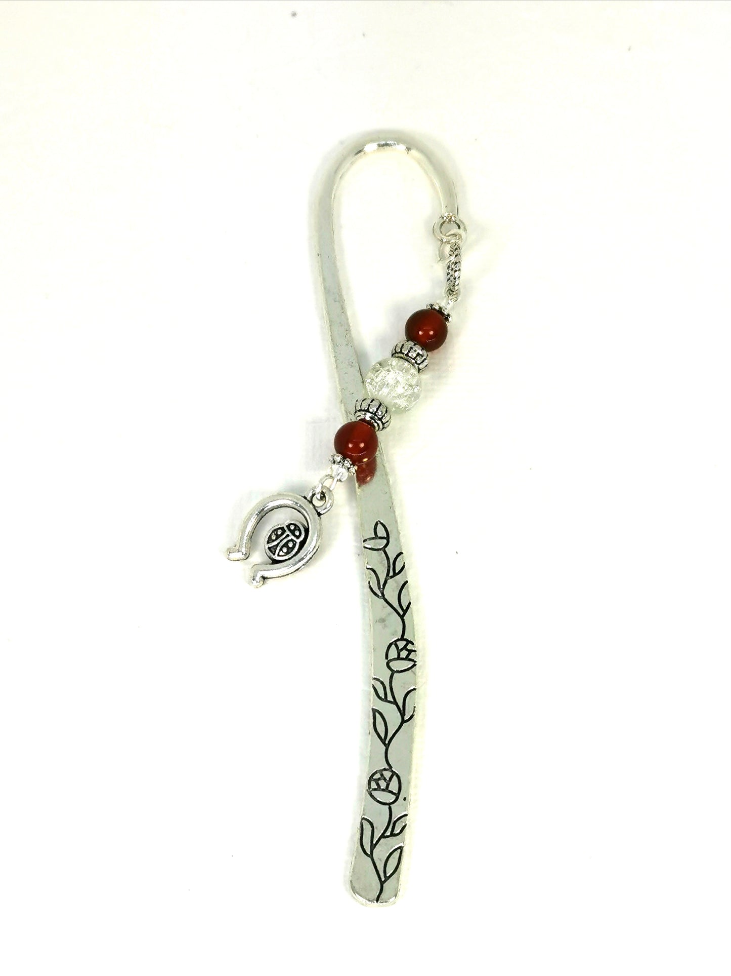 Ladybug Gemstone Bookmark | Good luck Bookmark | Beaded Carnelian Metal Bookmark