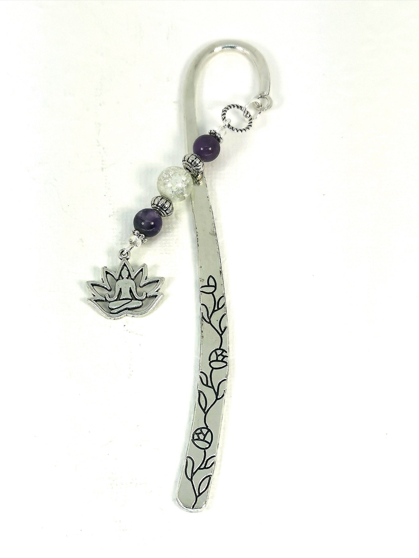 Lotus Yoga Pose Bookmark | Amethyst Gemstone Bookmark  |  Retirement gift