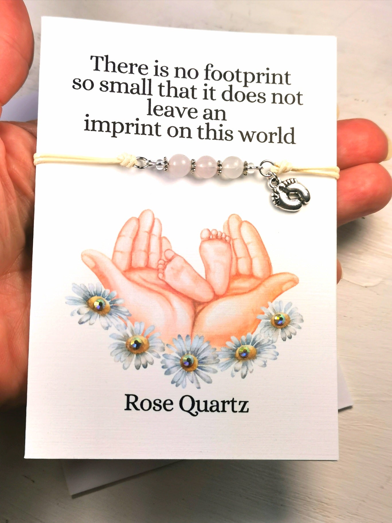 Child Loss Gift Bracelet card | Baby Sympathy Gift Bracelet Card | Child Loss Bereavement  Note card and gemstone Bracelet