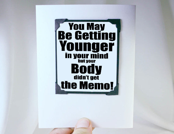 birthday card and funny quote as magnet keepsake