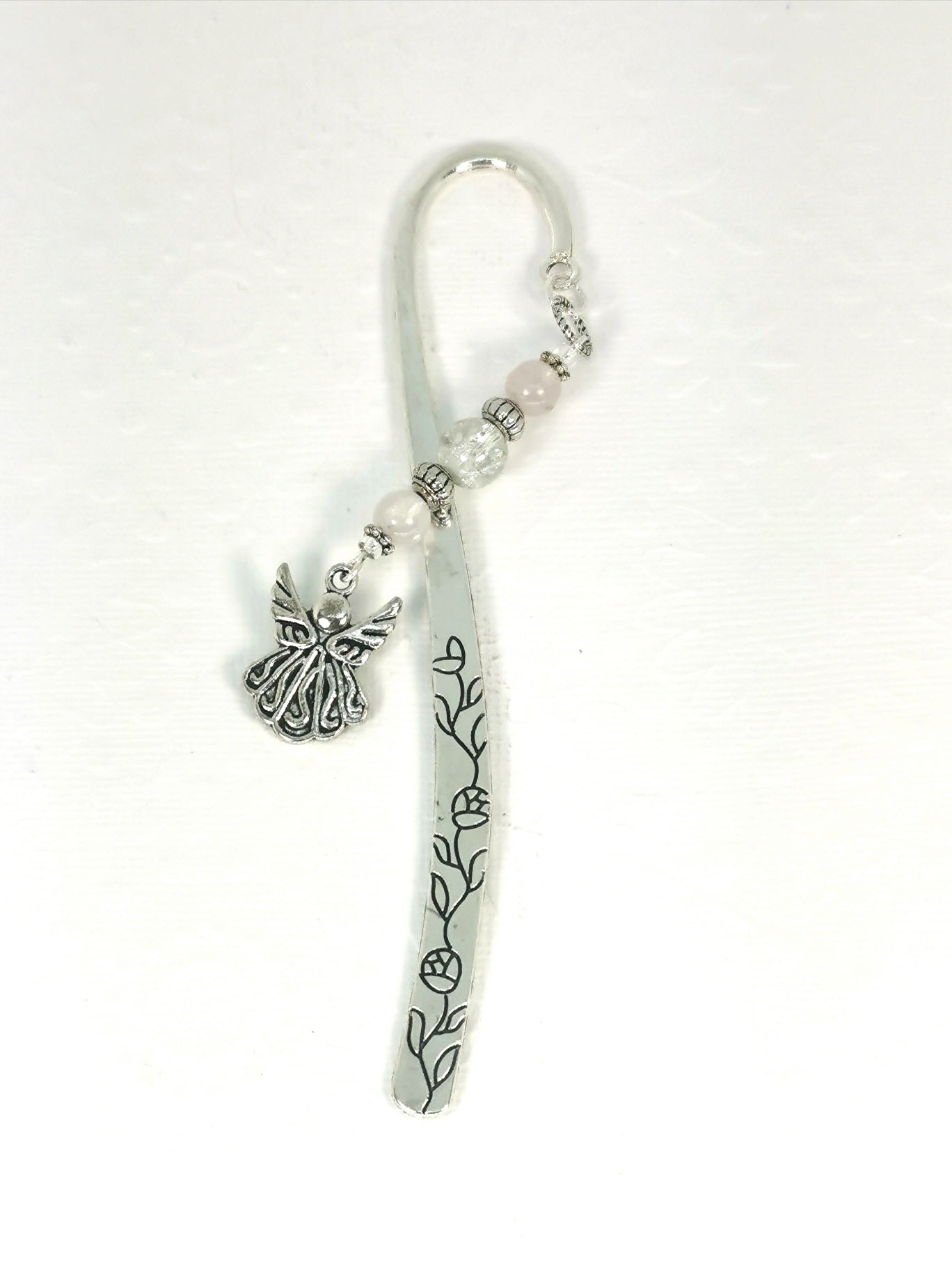 Beaded Gemstone Angel Bookmark  |  Rose Quartz Beaded Gemstone Angel Bookmark | angel Guidance