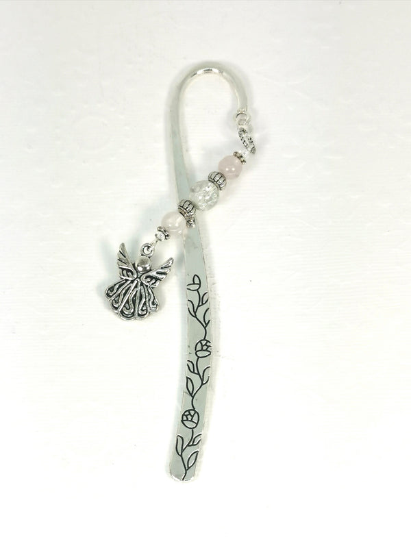 Beaded Gemstone Angel Bookmark  |  Rose Quartz Beaded Gemstone Angel Bookmark | angel Guidance