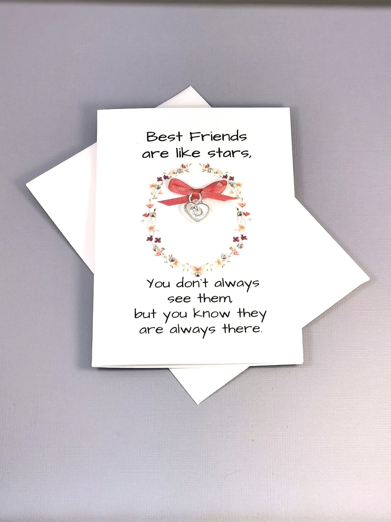 Best Friends Card |   Friendship Distance Card with Charm
