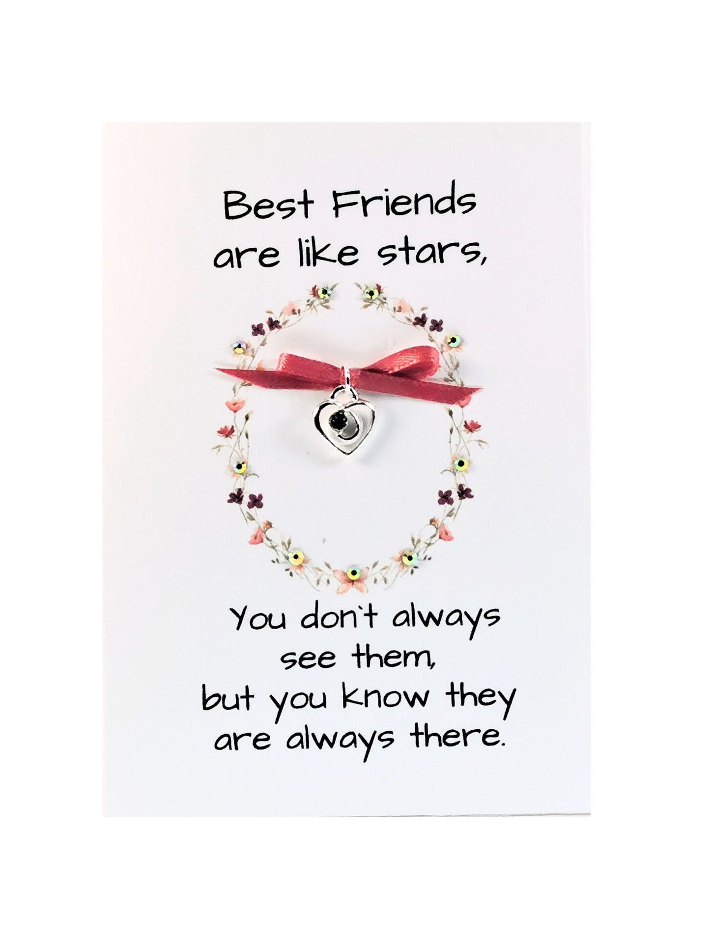 Best Friends Card |   Friendship Distance Card with Charm