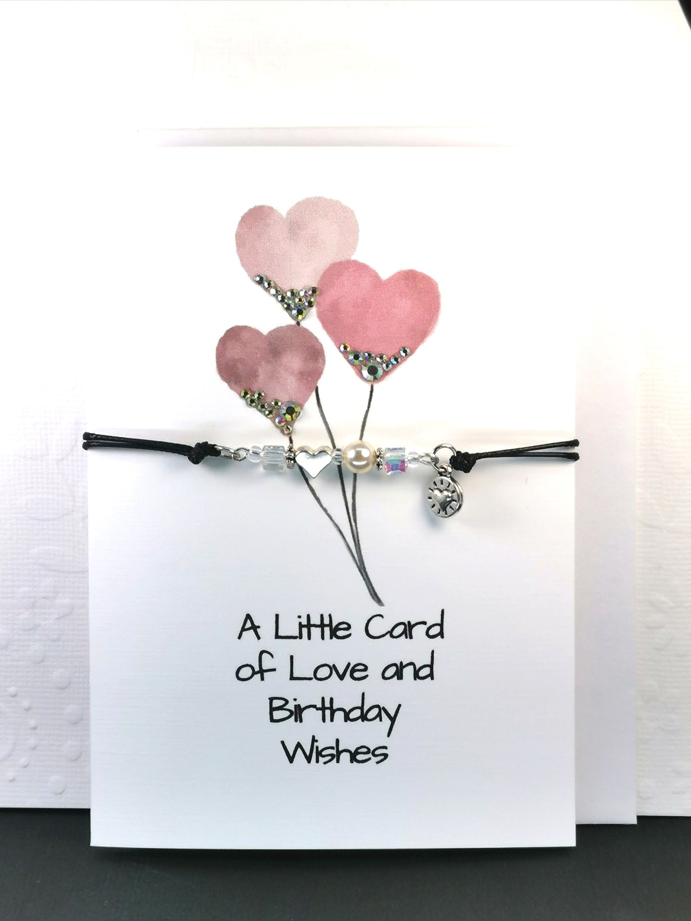 Heart Balloon Birthday Wishes  Bracelet Gift Card. A Little Card of Love and Birthday Wishes