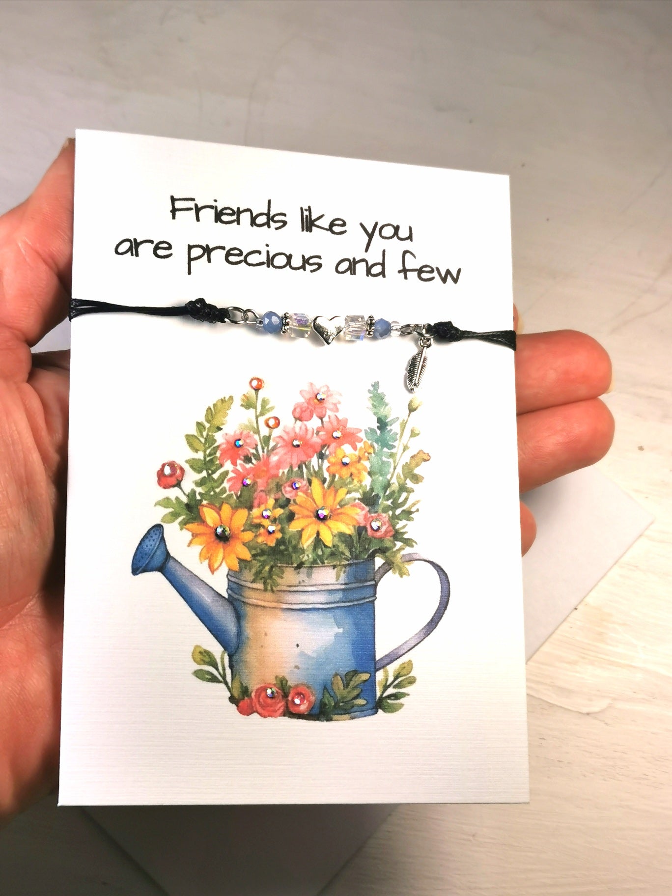 Friendship Floral Bracelet gift Card | Best Friend Note card and Friendship  Flower /heart bracelet