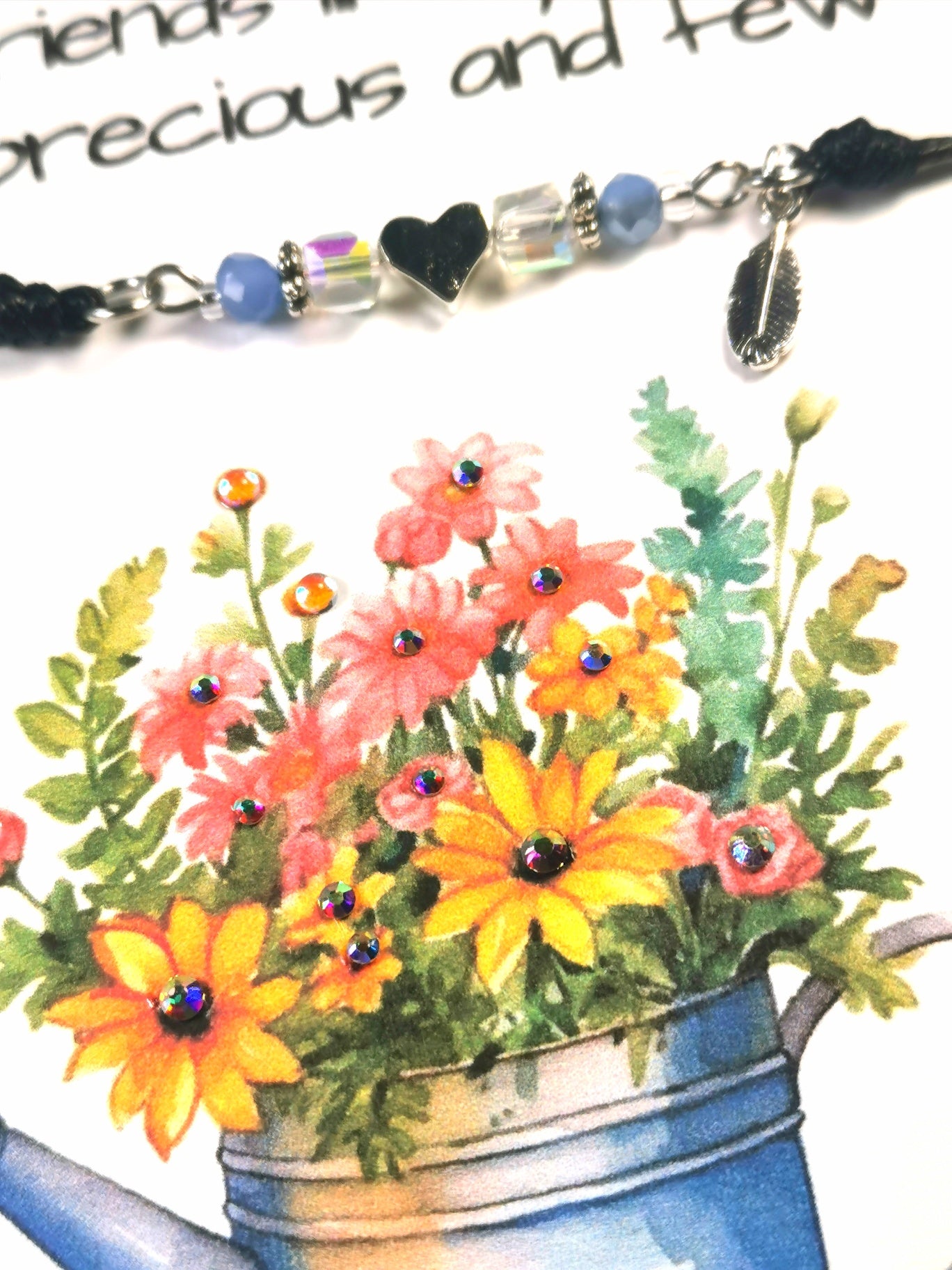 Friendship Floral Bracelet gift Card | Best Friend Note card and Friendship  Flower /heart bracelet