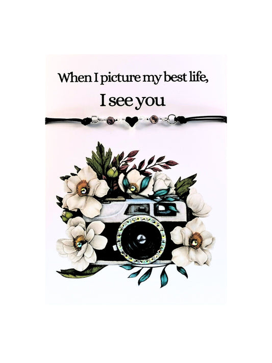 Heartfelt Friendship card and  Bracelet Gift | When I picture my Life I see you. Best Friend card and bracelet