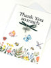 Thank you so Much Note Card  | Floral Thank you Card with Dragonfly charm | Appreciation Card