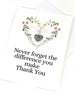 Thank you Appreciation Card  | Never forget the Difference you make thanks you card