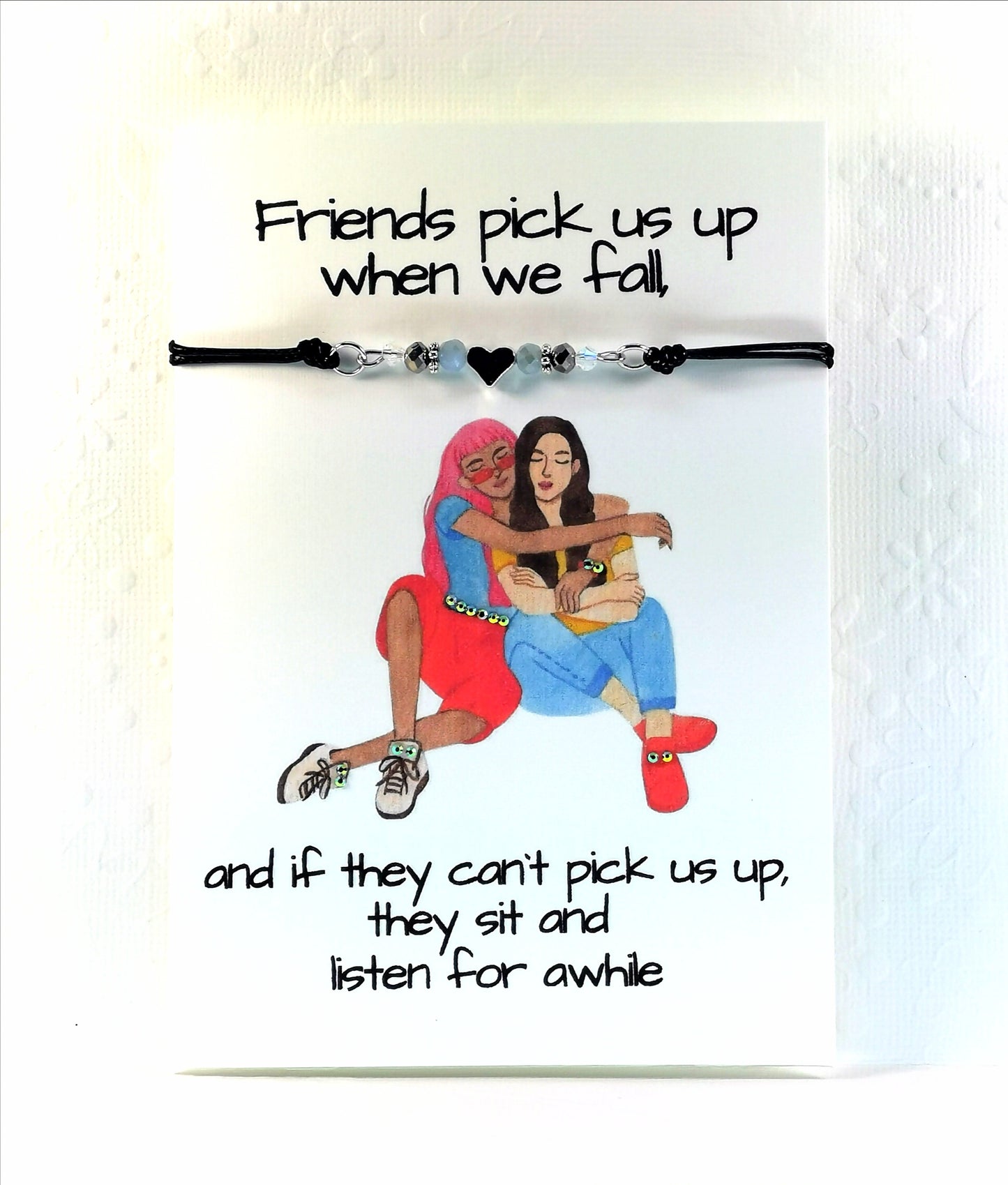 Great Friends in Good Times and Bad bracelet Card | Friendship Bracelet gift Card | Best Friend Note card and Friendship heart bracelet