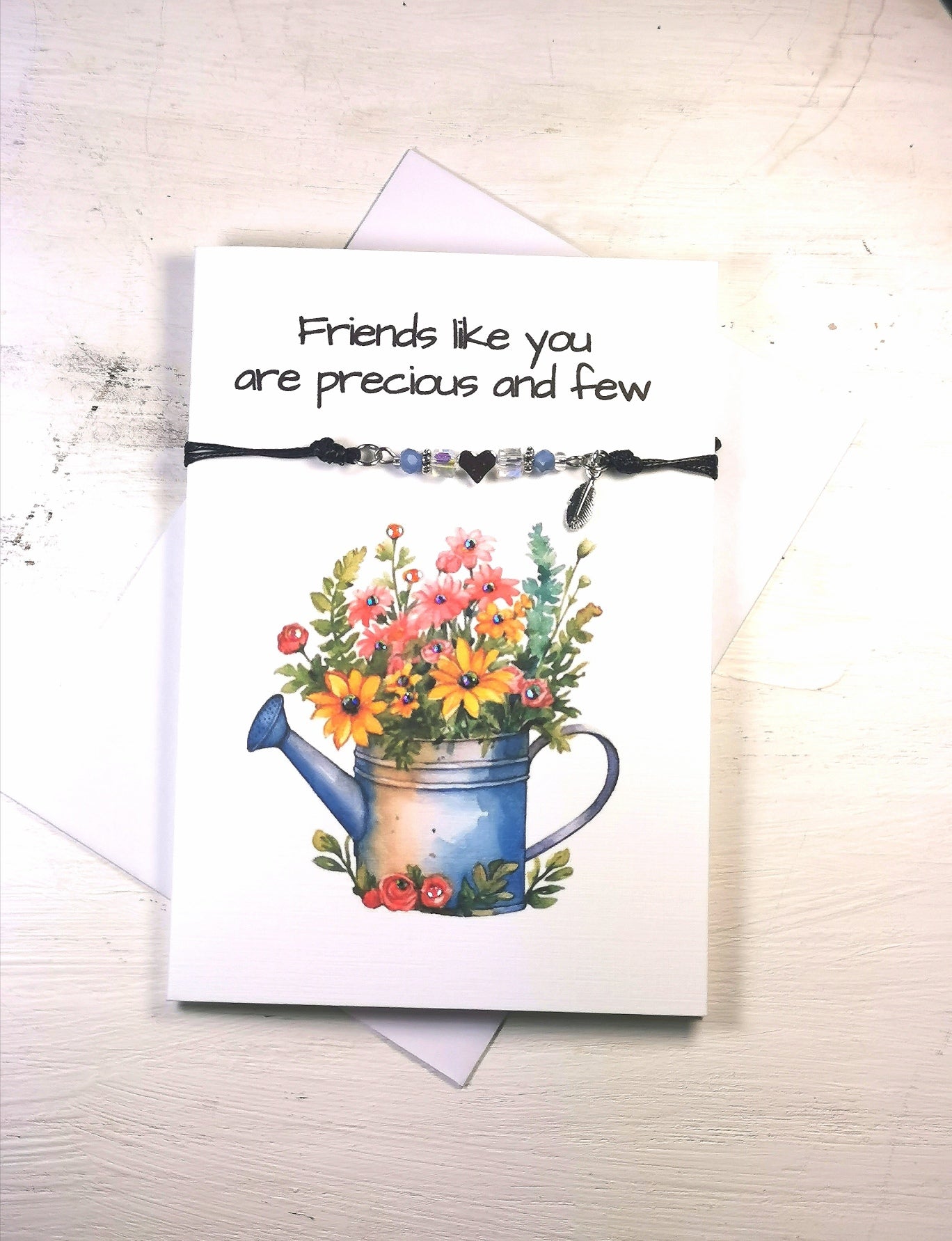 Friendship Floral Bracelet gift Card | Best Friend Note card and Friendship  Flower /heart bracelet