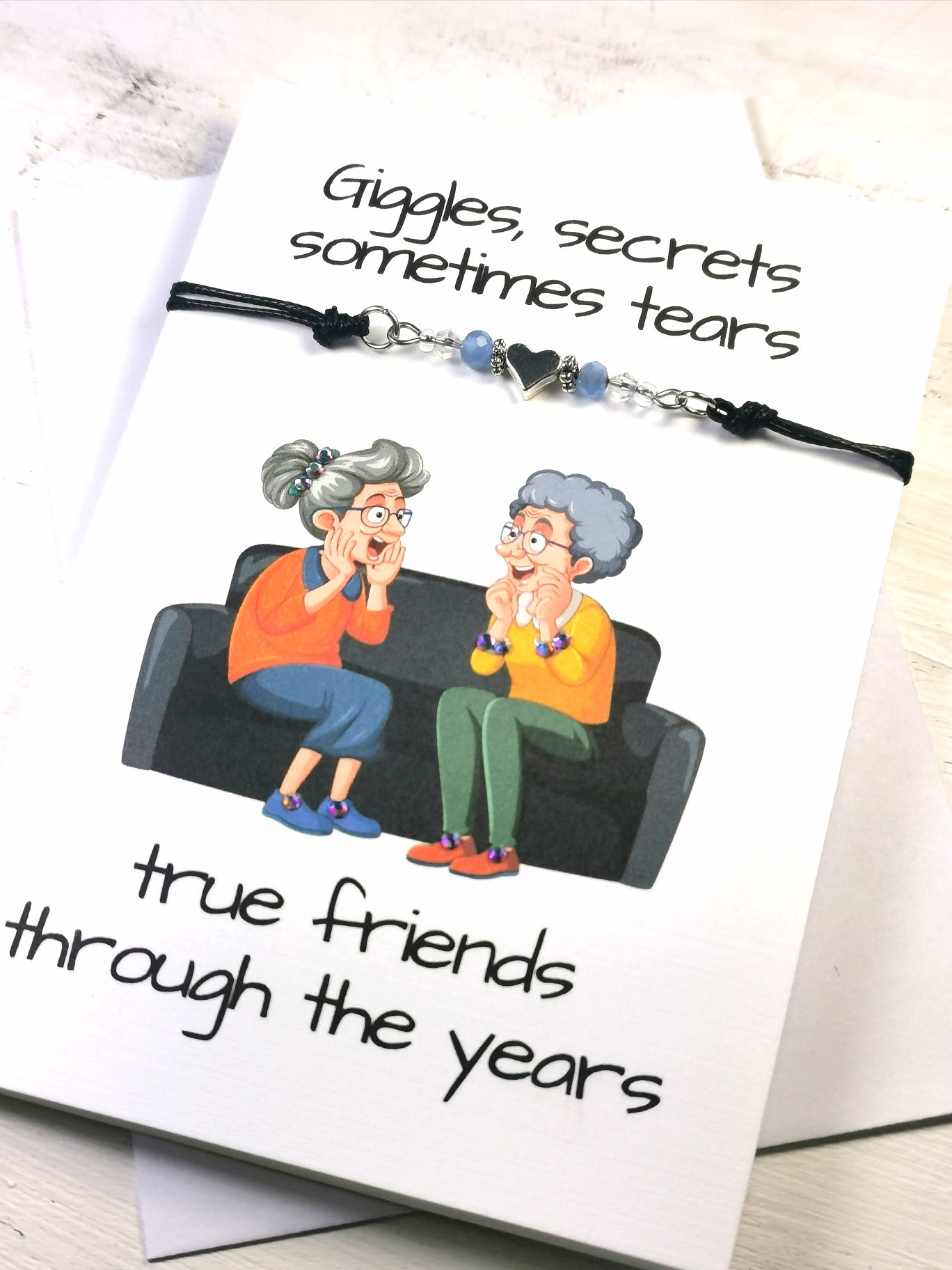 Life long Friendship Bracelet gift Card | Best Friend Note card and Friendship heart bracelet