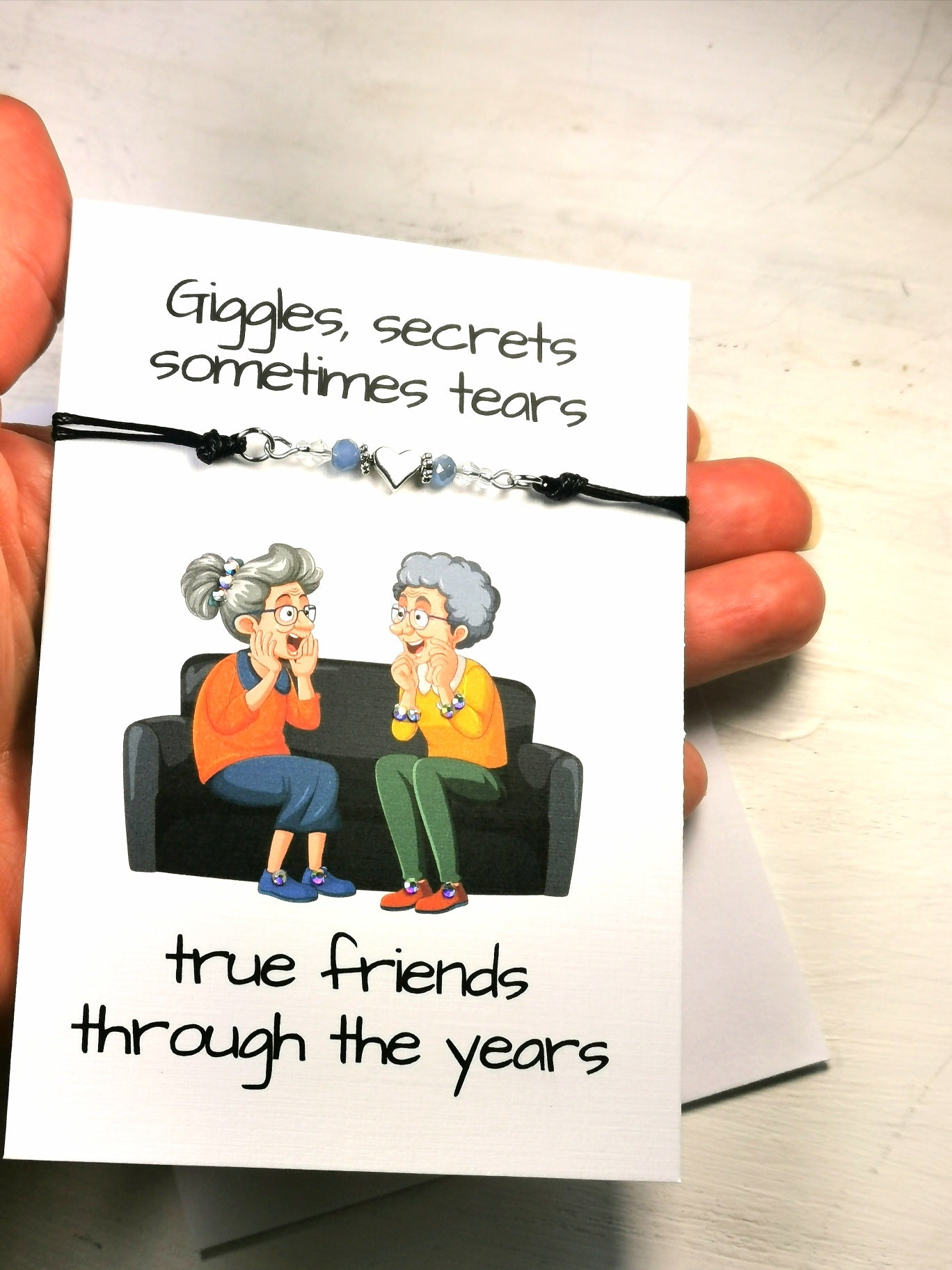 Life long Friendship Bracelet gift Card | Best Friend Note card and Friendship heart bracelet