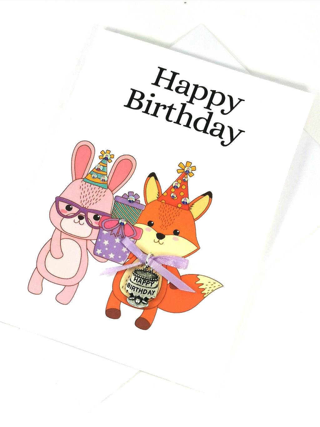 Happy Birthday Charm Card  | Childs Happy Birthday Bunny Card  | Happy Birthday Animal Card