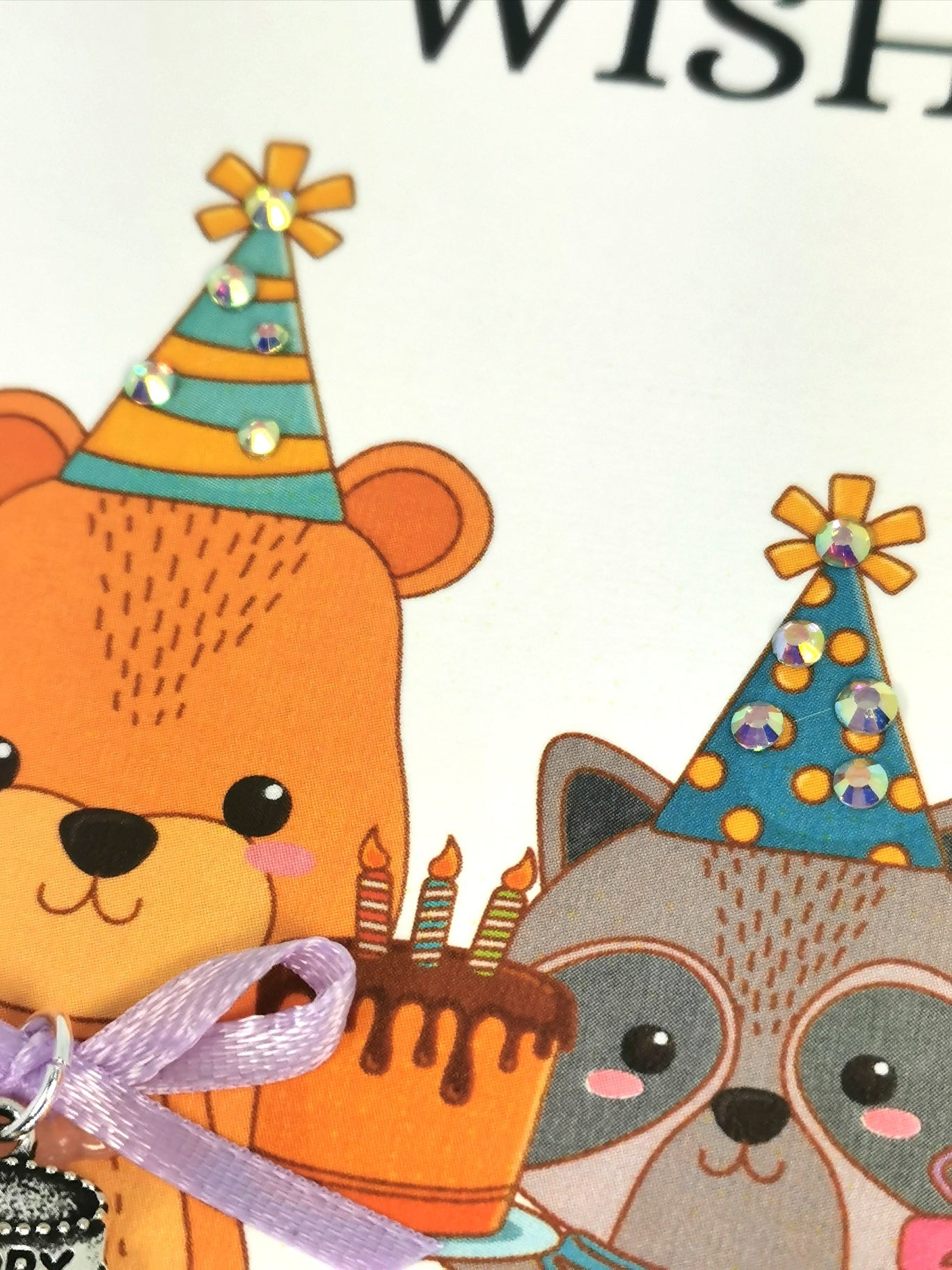 Childs Birthday Card | Make a wish Birthday card with charm | Cute Animal Birthday card