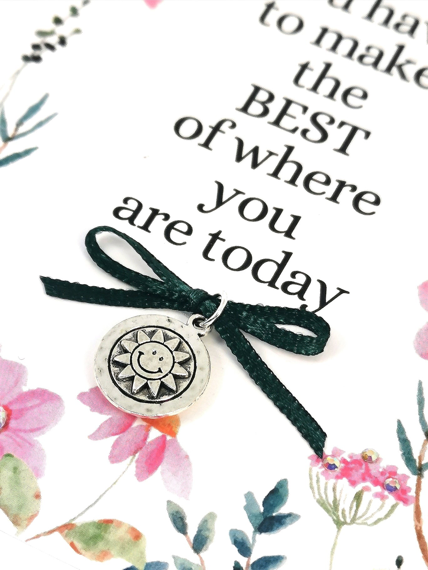 Encouragement Charm Card  | Pick me up Friendship Card | Rhinestone embellished note card