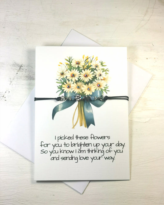 Thinking of You Heart Bracelet Note Card  | Thinking of you Brighten your day card | Handmade Cards | Miss you friend Bracelet card