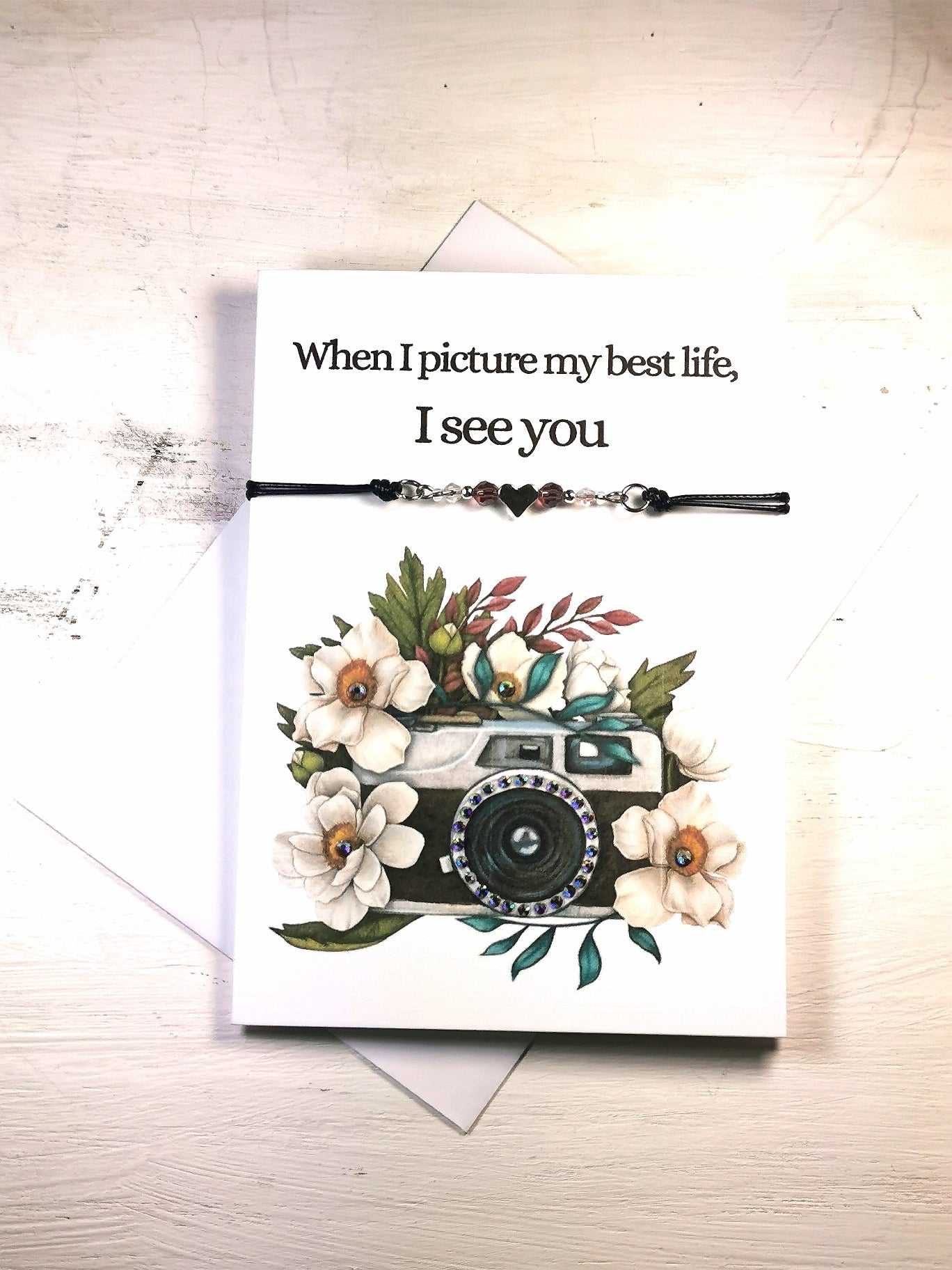 Heartfelt Friendship card and  Bracelet Gift | When I picture my Life I see you. Best Friend card and bracelet