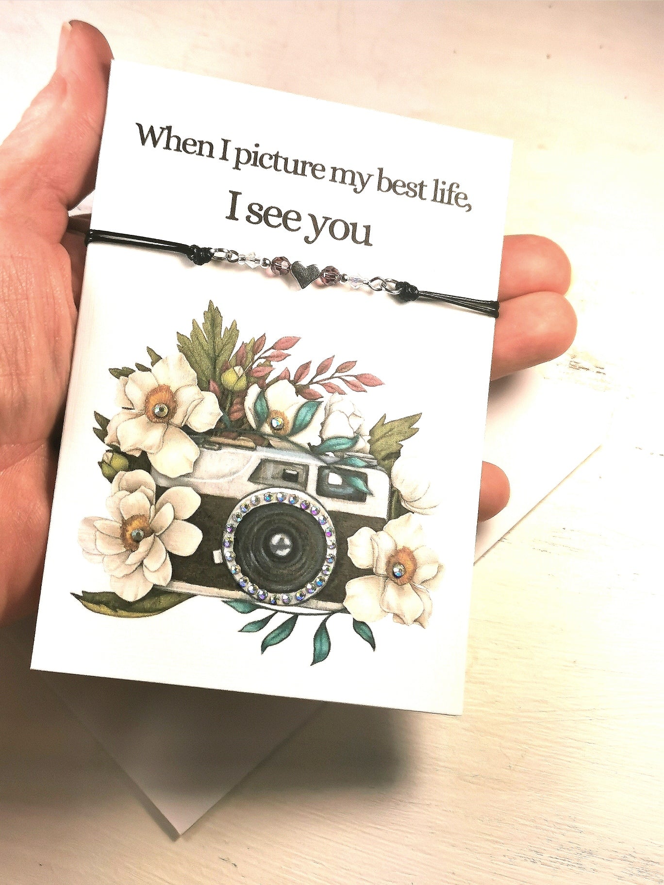 Heartfelt Friendship card and  Bracelet Gift | When I picture my Life I see you. Best Friend card and bracelet