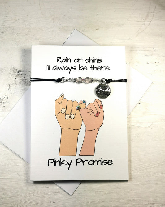 Friendship Bracelet gift Card | Best Friend  Pinky Promise Note Bracelet card | With you in good times and Bad rain or shine Friendship heart bracelet