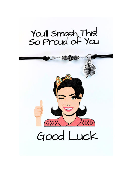 Good Luck Bracelet Gift Card | You`ll Smash this So Proud of you Good Luck | New Job gift Card