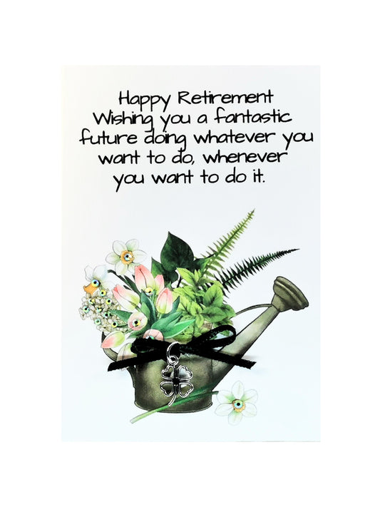 Happy Retirement Good Luck Charm Embellished card | Wishing you a fantastic future charm retirement card