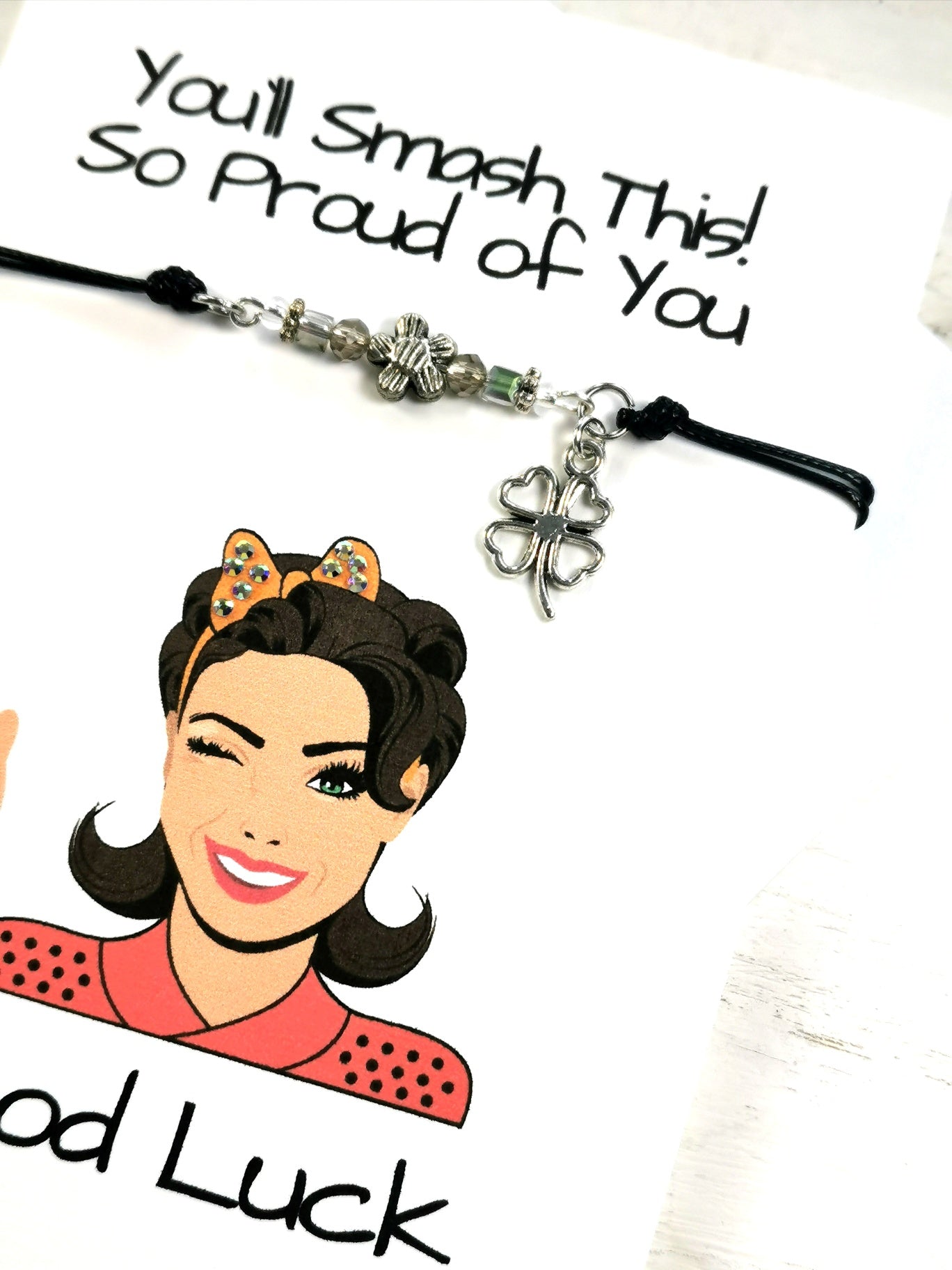 Good Luck Bracelet Gift Card | You`ll Smash this So Proud of you Good Luck | New Job gift Card