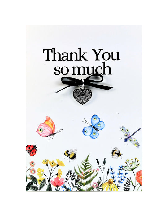 Thank You Charm Card |   Thank You so Much Embellished Dragonfly charm card