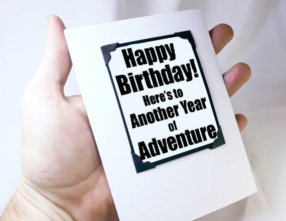 birthday adventure greeting card and quote magnet