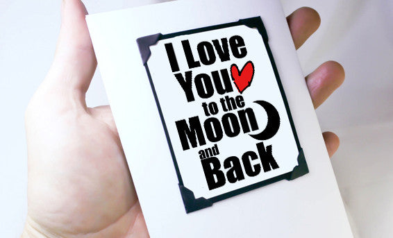 love you to the moon valentines day card