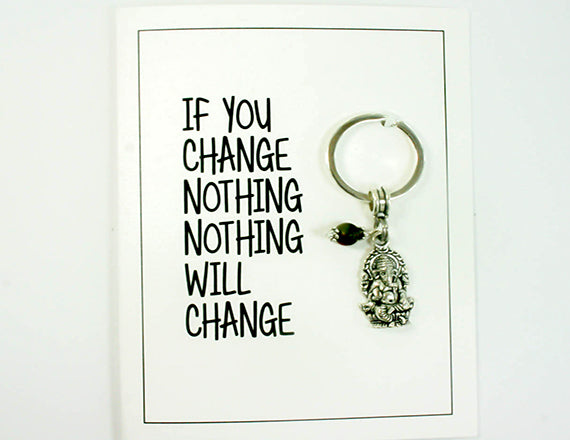 ganesh keychain and card with genuine stone