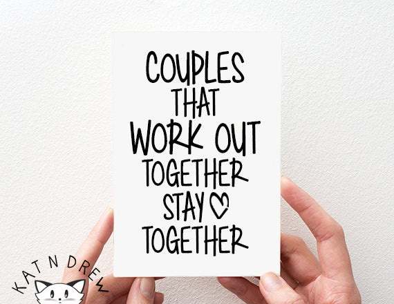 gym card. work out card. fitness card. couples card