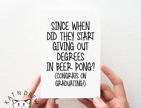 Degree In Beer Pong Card.  PGC007