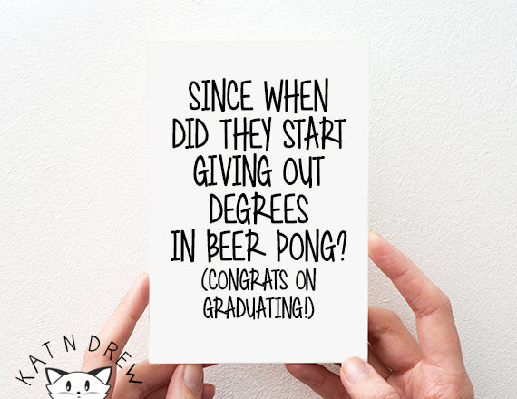Degree In Beer Pong Card.  PGC007