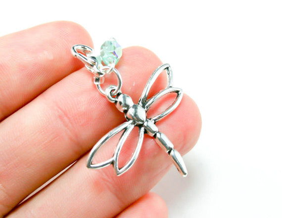 silver dragonfly charm as necklace pendant