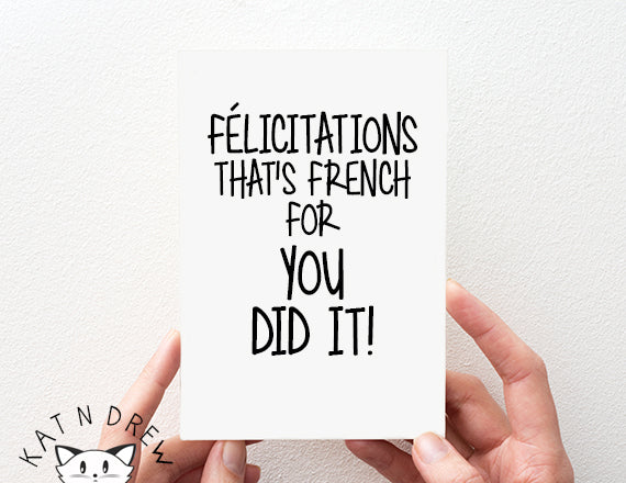 French For/ You Did It Card.  PGC122